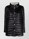 Herno Black Down Jacket With Snap Buttoned High Neck In Tech Fabric Woman