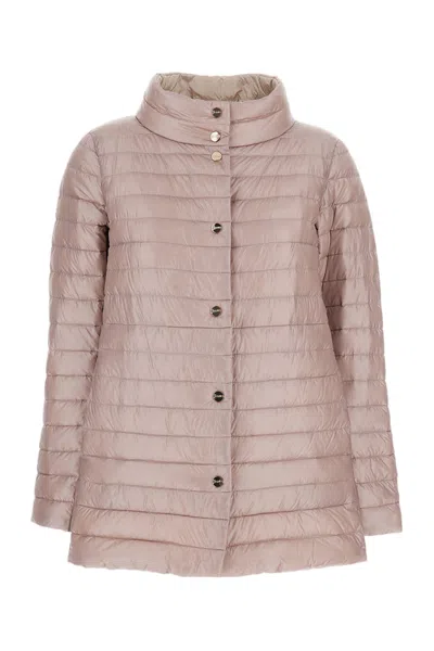 Herno Reversible A-shape High Collar Jacket With Contrasting Colors In Pink