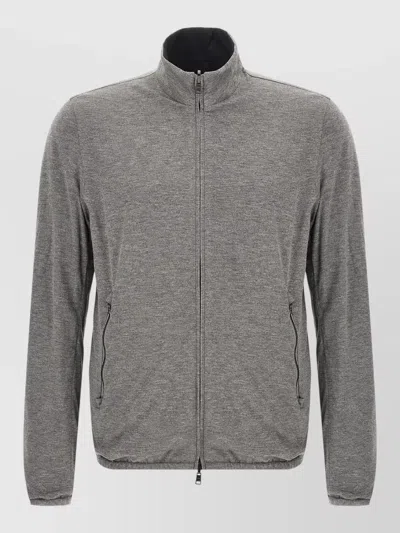 Herno Reversible Bomber Jacket Elasticated Hem Collar In Gray