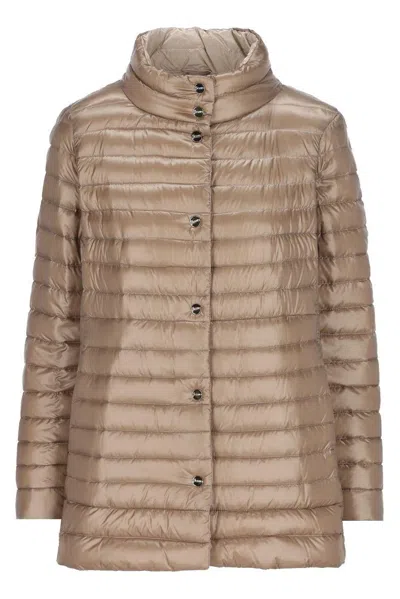 Herno Reversible Button-up Down Jacket In Tortora Chantilly