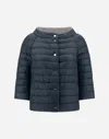 Herno Nylon Ultralight Reversible Cape In Blue Grey