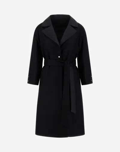 Herno Reversible Coat In Fluid Wool And Changing Nylon In Blue