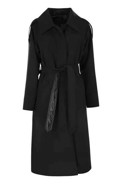 Herno Reversible Coat In Wool And Nylon Blend In Black