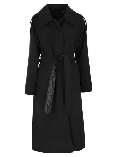 Herno Reversible Coat In Wool And Nylon Blend In Black