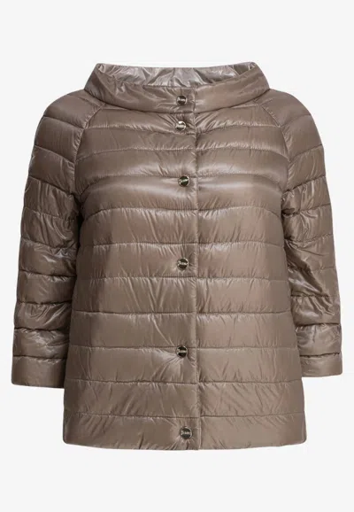 Herno Reversible Down Jacket In Brown