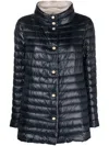 Herno Navy A-line Reversible Down Jacket For Women