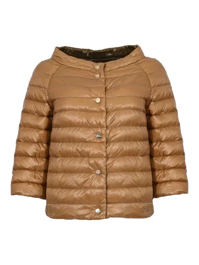 Herno Reversible Down Jacket With Sleeves In Brown