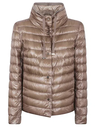 Herno Reversible Down Padded Jacket With High Collar In Tortora Chantilly