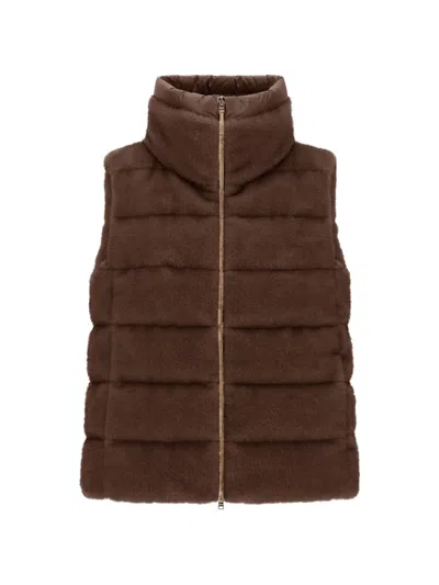 Herno Reversible Faux-fur Gilet In Brown