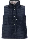 Herno Black Reversible Sleeveless Vest With High Drawstring Neck In Tech Fabric Woman In Blue