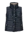Herno Blue Vest With High Neck And Buttons With Logo In Blue