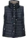 Herno Black Reversible Sleeveless Vest With High Drawstring Neck In Tech Fabric Woman In Blau