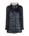 Herno Navy A-line Reversible Down Jacket For Women In Black