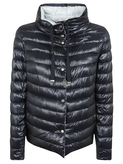 Herno Reversible High Collar Water Resistant Jacket For Women In Blue