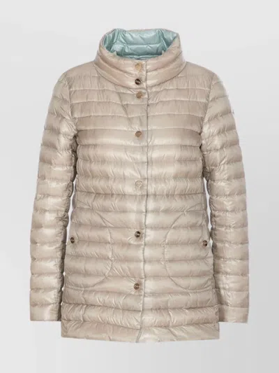 Herno Reversible High Neck Down Jacket In Neutral