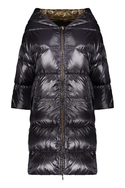 Herno Reversible Hooded Down Jacket In Blue