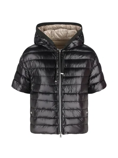 Herno Reversible Hooded Short-sleeves Jacket In Black