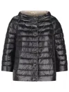 Herno Black Wide Collar Quilted Down Jacket In Black