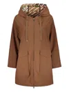 Herno Technical Fabric Hooded Jacket In Brown
