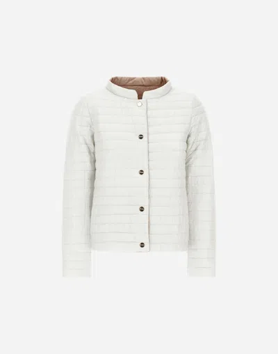 Herno Reversible Jacket In Ecoage And Nylon Ultralight In White/camel