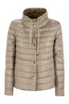 Herno Light Gray Reversible High Neck Down Jacket In Technical Fabric Woman