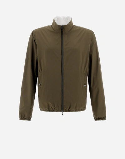 Herno Reversible Millionaire Microfibre And Ecoage Bomber Jacket In Light Military