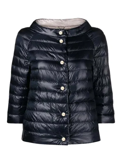 Herno Reversible Mini Jacket With Press Studs For Women In Blue