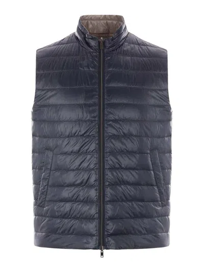 Herno Reversible Nylon Down Jacket In Blue
