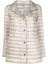 Herno Reversible Button-up Padded Down Jacket In Beige
