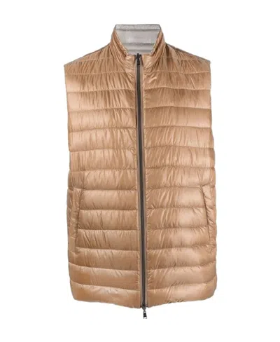 Herno Reversible Padded Down Gilet In Brown
