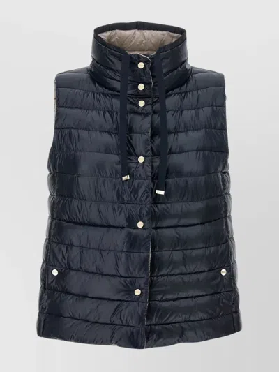 HERNO REVERSIBLE PADDED HIGH NECK DRAWSTRING VEST