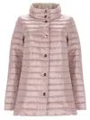 Herno Reversible A-shape High Collar Jacket With Contrasting Colors In Pink