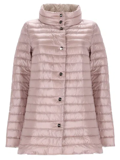Herno Reversible A-shape High Collar Jacket With Contrasting Colors In Pink