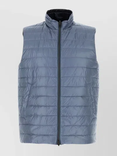 Herno Reversible Padded Quilted Nylon Jacket With Pockets In Blue