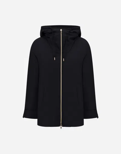 Herno Reversible Parka In Fluid Wool And Changing Nylon In Black