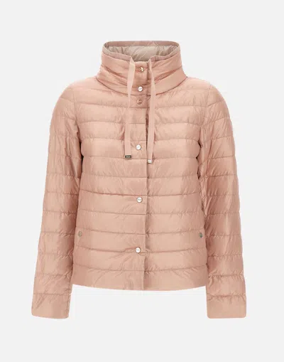 Herno Reversible Pink Ivory Down Jacket In Orange