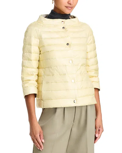 Herno Reversible Puffer Coat In Pale Yellow/champagne