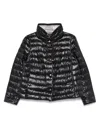 Herno Glossy Black Down Jacket With Drawstring Collar In Black