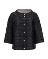 Herno Nylon Reversible Down Cape Coat In Black