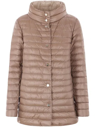 Herno A-shape Reversible Down Jacket In Ultralight Nylon In Beige