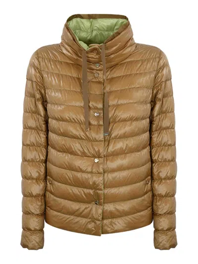 Herno Reversible Quilted Down Jacket In Camel