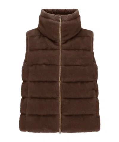 Herno Reversible Quilted Down Vest In Brown