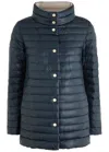 Herno Navy A-line Reversible Down Jacket For Women In Navy