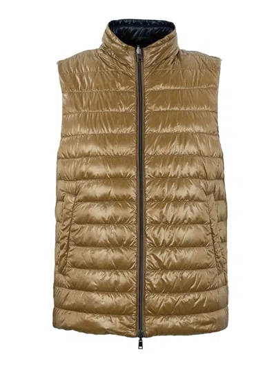 Herno Reversible Quilted Vest In Brown