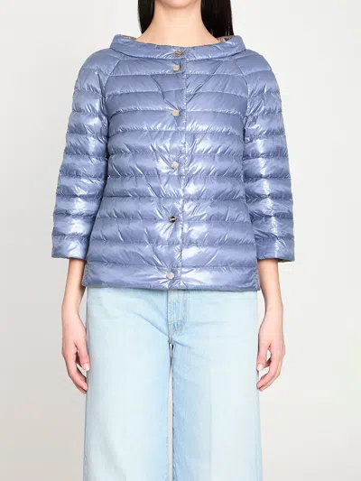 Herno Reversible Short Down Jacket In Blue