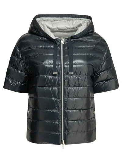 Herno Reversible Short Down Jacket In Blue