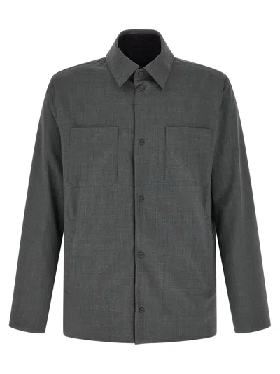 Herno Reversible Technical Wool Overshirt In Gray