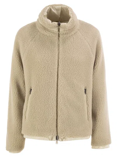 Herno Reversible Teddy Fleece And Technical Nylon Jacket In Neutral