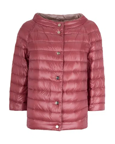 Herno Reversible Trapeze Cape With Classic Boudin Quilting In Red