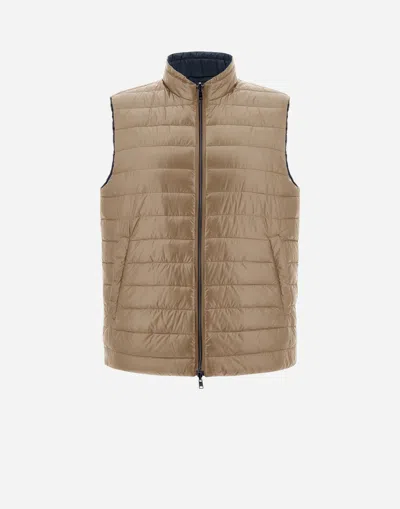 Herno Reversible Two-tone Waistcoat In Nylon Ultralight In Neutral